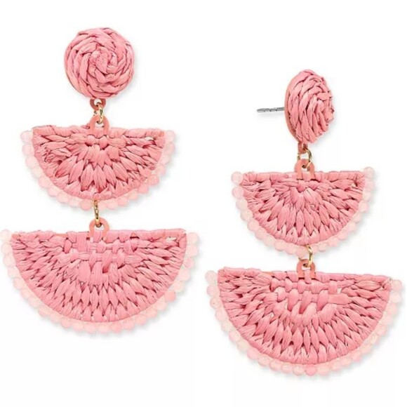 Pink and Gold Tiered Bohemian Earrings - Picture 1 of 4